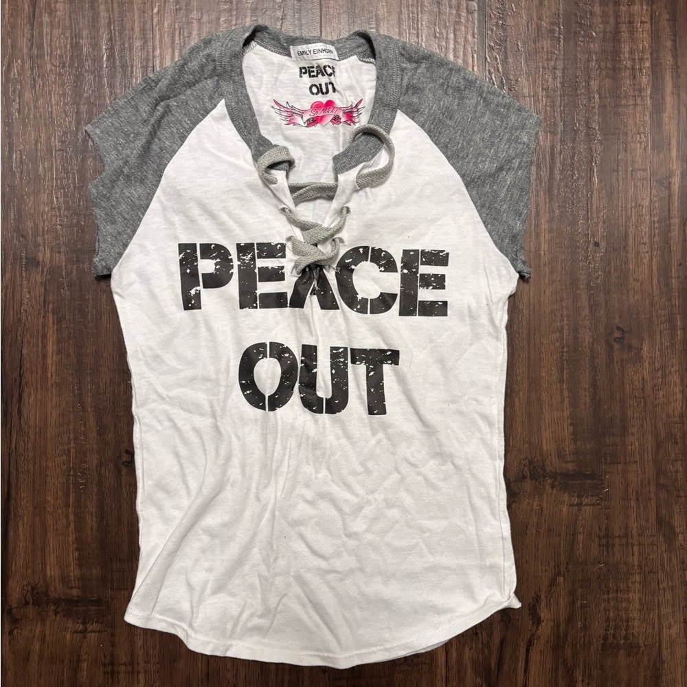So Nikki Gray and White 'Peace Out' Tank Top girls S